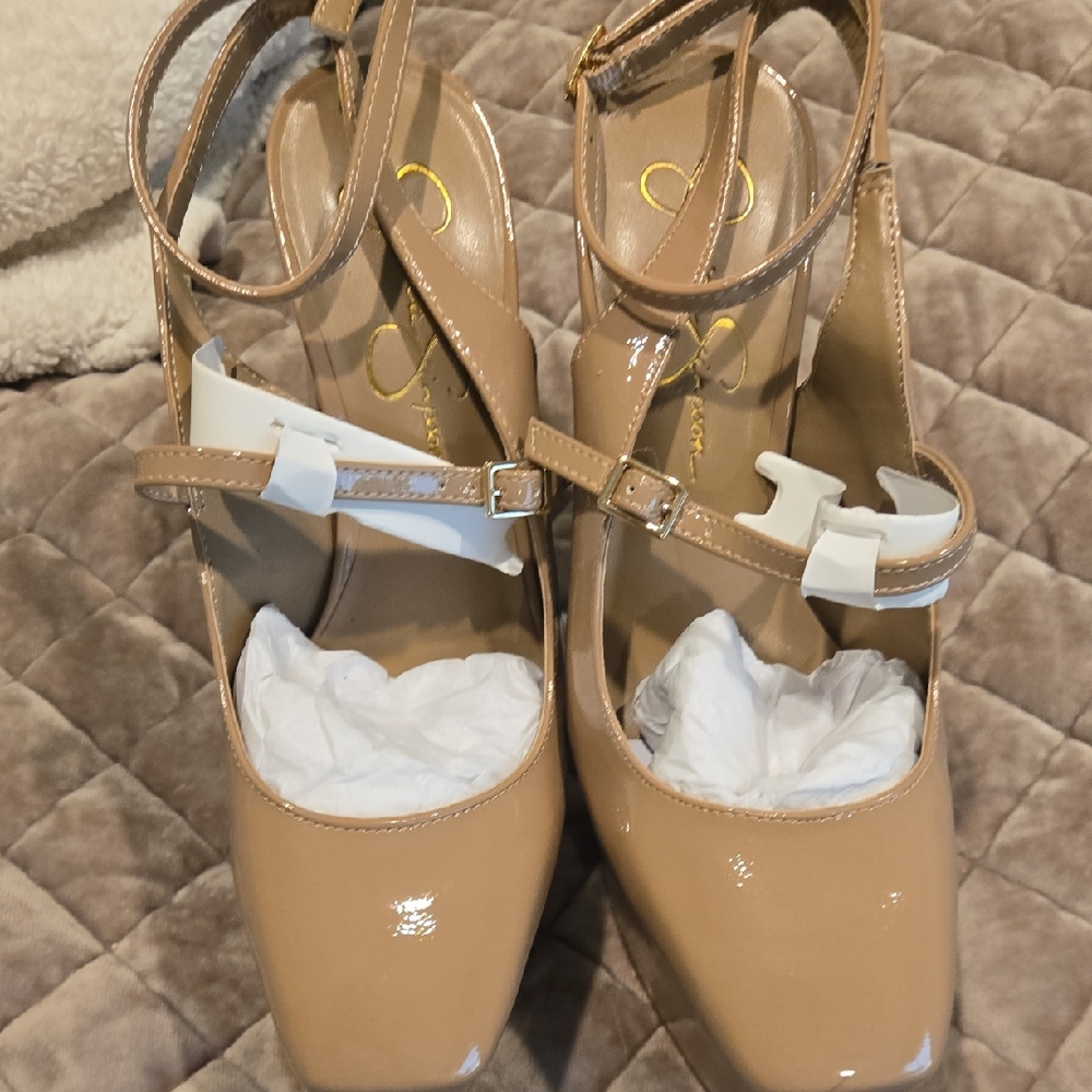 Jessica Simpson Chic Nude Patent Leather Women's Heels Platform